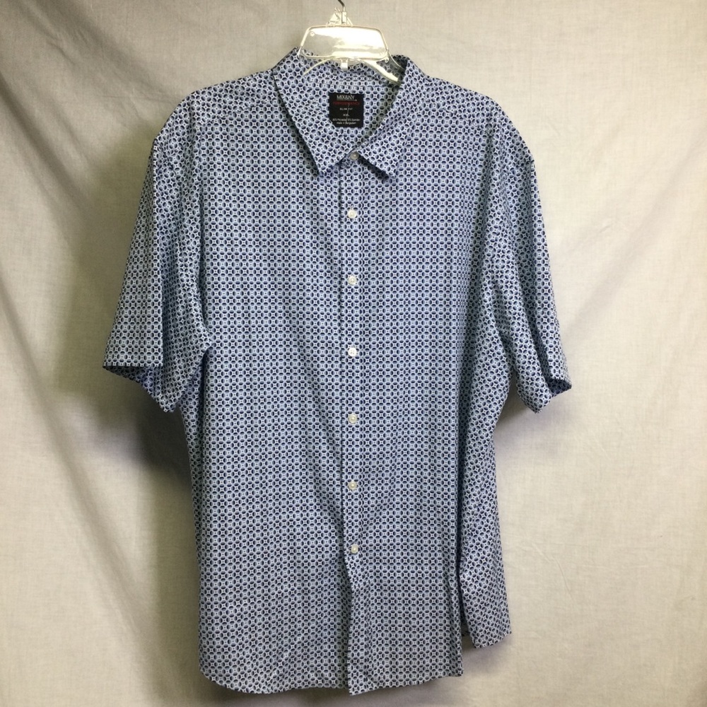 Mix&NY Performance Slim Fit Men's Light Blue Short Sleeve Button-Up Shirt Sz XXL